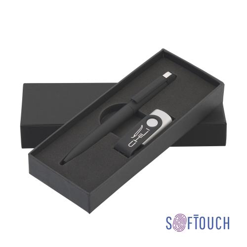 Набор ручка + флеш-карта 16 Гб в футляре, покрытие soft touch, цвет черный