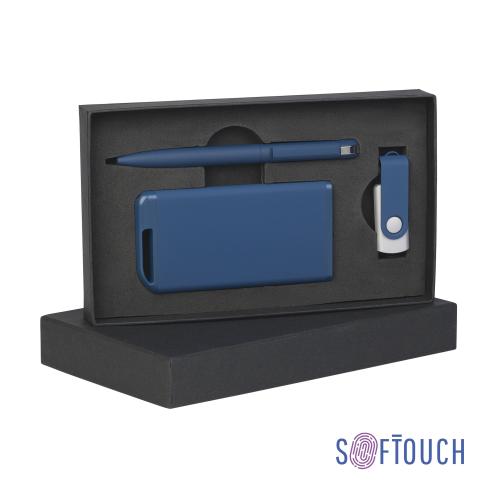 Набор ручка + флеш-карта 8Гб + зарядное устройство 4000 mAh в футляре, темно-синий, soft touch, арт. 6884-21S/8Gb - вид 1 из 3
