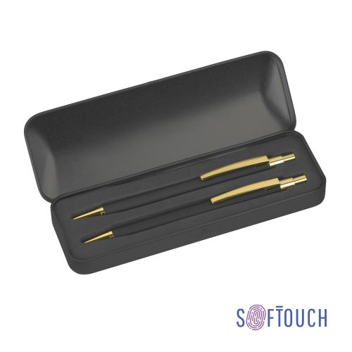 Набор "Ray" (ручка+карандаш), черный/золото, покрытие soft touch, арт. 7431-3G - вид 1 из 6