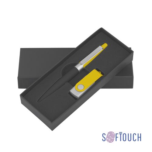 Набор ручка + флеш-карта 8 Гб в футляре, черный/желтый, покрытие soft touch , арт. 6892-3/8S/8Gb - вид 1 из 2
