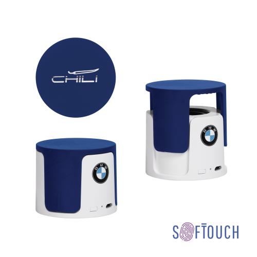 Беспроводная Bluetooth колонка "Echo", покрытие soft touch, цвет белый с синим