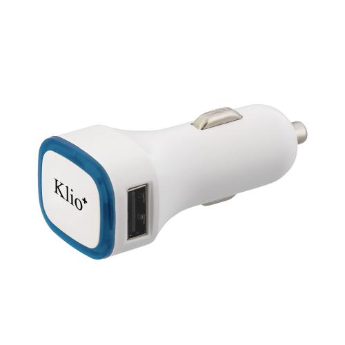 Автомобильное зарядное устройство TWINPOWER с 2-мя разъёмами USB, белый/синий прозрачный, арт. KP402U-1/2T - вид 1 из 3