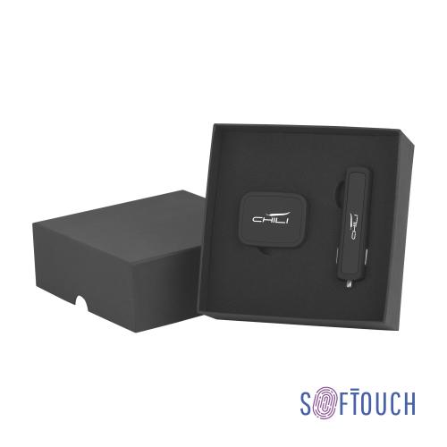 Набор автомобильное зарядное устройство "Slam" + магнитный держатель для телефона "Allo2" в футляре, черный, покрытие soft touch, арт. 6998-3 - вид 1 из 5