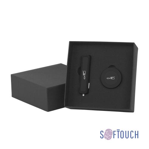 Набор автомобильное зарядное устройство "Slam" + магнитный держатель для телефона "Allo" в футляре, черный, покрытие soft touch, арт. 6944-3 - вид 1 из 5