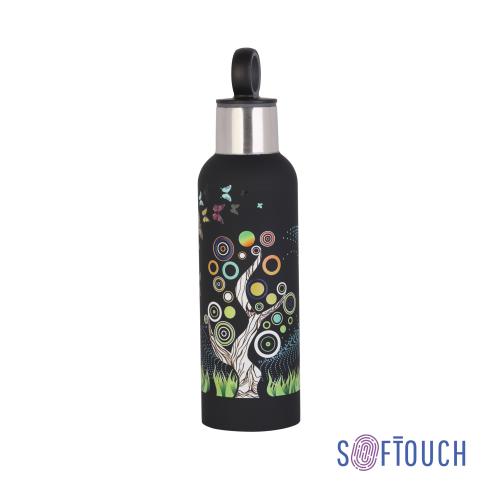Термобутылка "Силуэт" с объемной UF печатью по окружности "Бабочки", покрытие soft touch, 0,5л., черная, арт. 7805-3_UF - вид 1 из 5