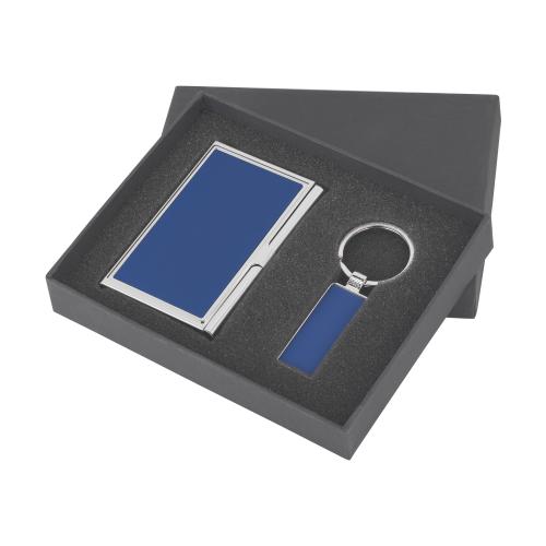 Набор визитница с брелоком в коробке, синий, арт. 5858-2S - вид 1 из 3