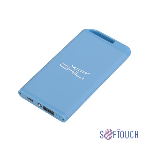 Зарядное устройство "Theta" с фонариком, 4000 mAh, голубой, покрытие soft touch, арт. 6871-22 - вид 1 из 4