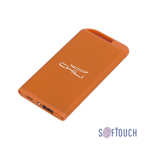 Зарядное устройство "Theta" с фонариком, 4000 mAh, оранжевый, покрытие soft touch, арт. 6871-10 - вид 1 из 4