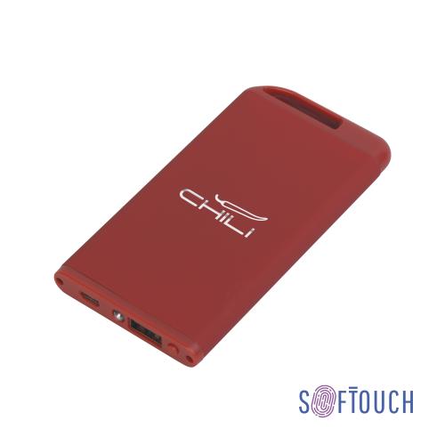 Зарядное устройство "Theta" с фонариком, 4000 mAh, покрытие soft touch, цвет красный