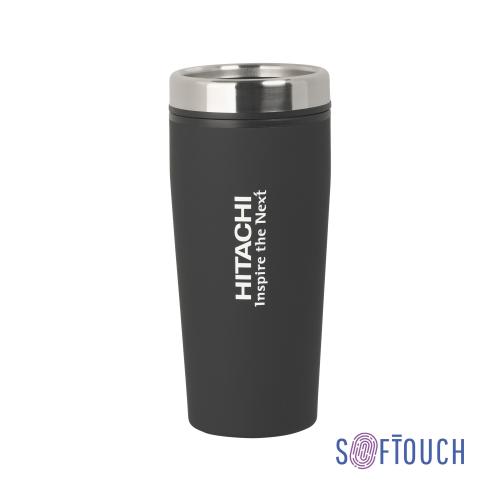 Термостакан "Европа" с UF печатью "Hitachi", покрытие soft touch, 0,5 л, черный, арт. 6350-3_UF - вид 1 из 3