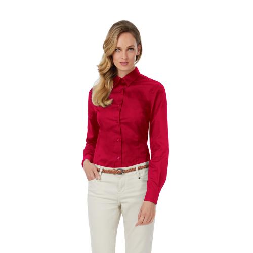 Рубашка женская с длинным рукавом Sharp LSL/women, темно-красная/deep red, размер S, арт. 7674-41 - вид 1 из 3