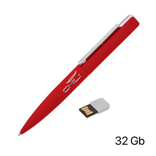 Ручка шариковая "Callisto" с флеш-картой 32Gb, красный, покрытие soft touch, арт. 6828-4S/32Gb - вид 1 из 4