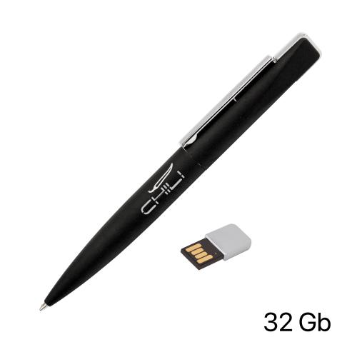 Ручка шариковая "Callisto" с флеш-картой 32Gb, покрытие soft touch, цвет черный