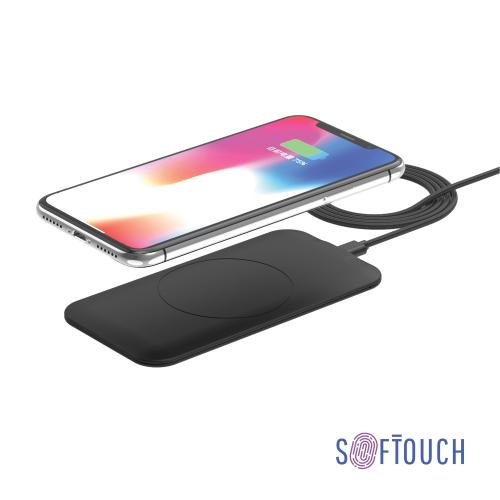 Настольное беспроводное зарядное устройство "Slim SOFTTOUCH", черный, арт. 7753-3 - вид 1 из 6