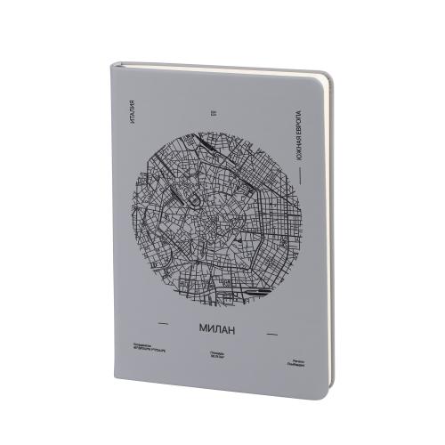 Ежедневник недатированный "Милан_Карта", покрытие soft touch, формат А5, серый, арт. 3809-7_UF - вид 1 из 4