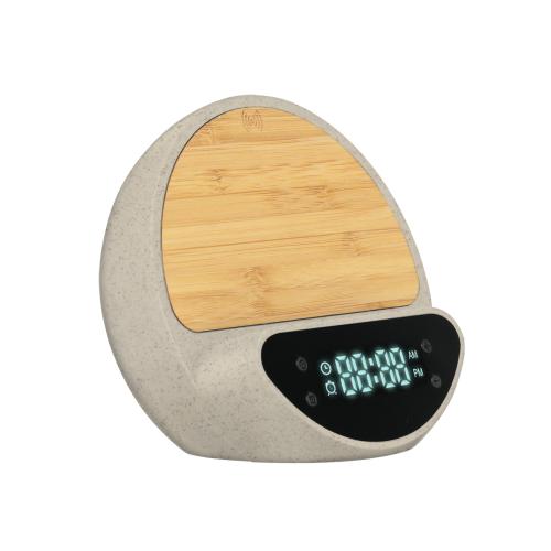 Настольные часы "Smiley" с беспроводным (10W) зарядным устройством и будильником, пшеница/бамбук/пластик, арт. 7454 - вид 1 из 4