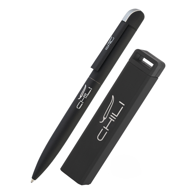 Набор ручка + зарядное устройство 2800 mAh в футляре покрытие soft touch